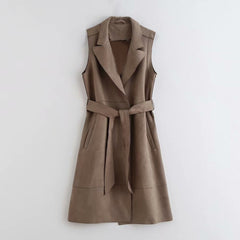Loose Suede Texture Lace Waistcoat Jacket for Women