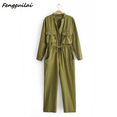 2021 Autumn Vintage Cotton Linen Loose Dungarees Jumpsuit