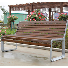 Teak Outdoor Chair with Aluminum Backrest and Bench
