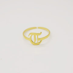 Vintage English Alphabet Ring in 18K Vacuum Plating