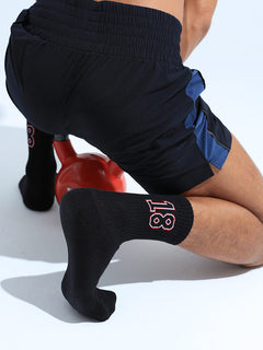 Custom Black Sport Socks with Unique Texture Design