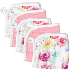 HonestBaby unisex baby Organic Cotton Washcloth Multi-Pack Winter Accessory Set 5-Pack Rose Blossom/Pink One Size US