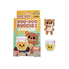 Boo Boo Buddies Kids Adhesive Bandages Kids Self-Adhesive Sterile Bandages Pack for Toddler Girls & Boys Adults First Aid Protect Scrapes and Cuts | 24 Pcs (Honey + Bear)