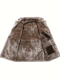 Plus Size Men's Faux Leather Business Coat for Winter