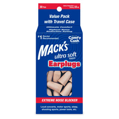 Macks Ultra Soft Foam Earplugs 30 Pair - 33dB Highest NRR Comfortable Ear Plugs for Sleeping Snoring Travel Concerts Studying Loud Noise Work | Made in USA