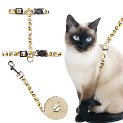 Cat Harness and Leash Set Escape Proof Soft Nylon Adjustable Kitten Vest Harness for Walking Small Medium Large Cats Tacos Pattern Small