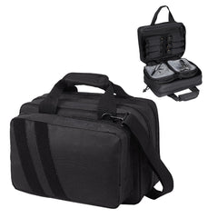 VEVOR Range Bag Tactical Gun Bag with 2 Built-in Removable Pistol Bags & 6 Detachable Magazines Gun Range Bag for Outdoor Hunting Shooting Lockable Carrying Handgun Bag Case Black
