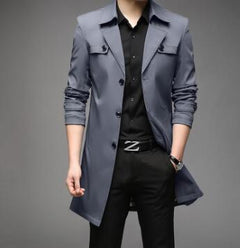 Men's Mid-Length Casual Windbreaker Jacket (Spring/Autumn)