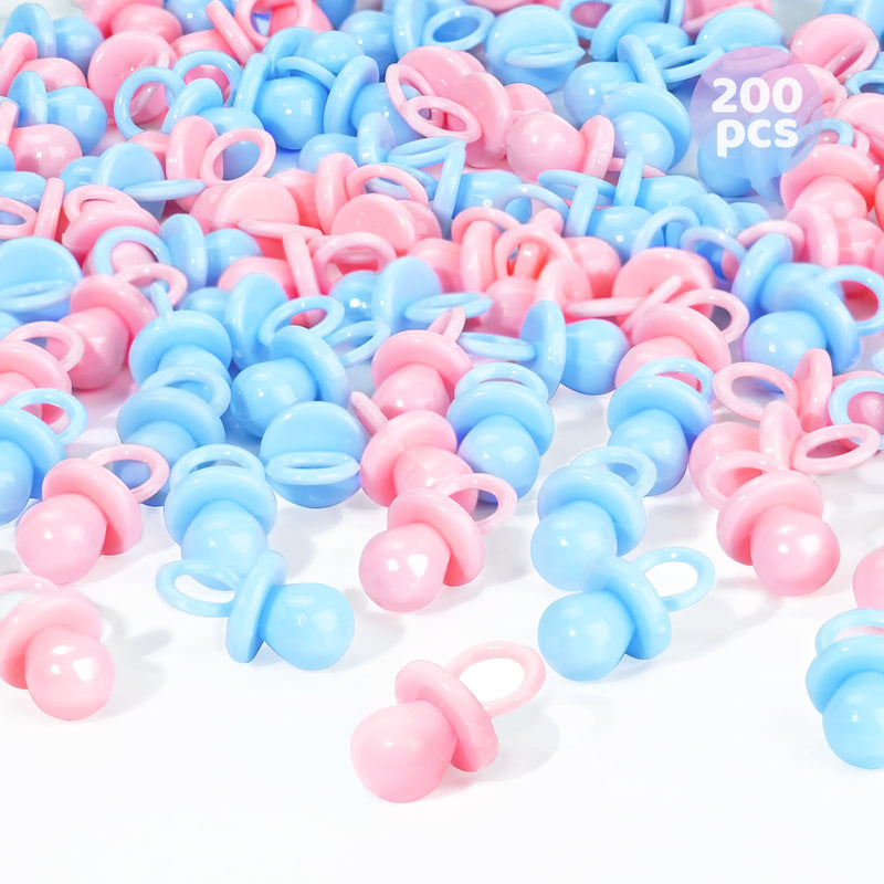 200 Mini Pacifiers Baby Shower Game Boy 0.86’’ Plastic Pacifiers Baby Shower Game Bulk Baby Shower Pacifiers for Gender Reveal Baby Shower Decoration DIY Table Scatter(Blue&Pink)
