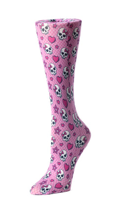Cutieful Knit Therapeutic 10-18 mmHg Graduated Compression Socks (Pink Skulls)