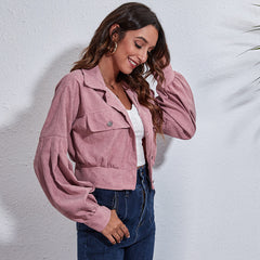 Women's Corduroy Lantern Sleeve Jacket for Fall/Winter