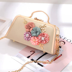 Elegant Floral Chain Shoulder Evening Clutch Bag for Women