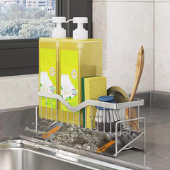MINGFANITY Sponge Holder for Kitchen Sink Quick Draining SUS 304 Stainless Steel Sponge Organizer Basket for Cleaning and Scrub Tool Kitchen Sink Brush Caddy HolderLarge Size and Capacity