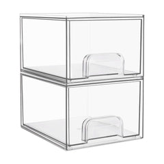 Vtopmart 2 Stück Schubladen Organizer Transparent Badezimmer Organizer mit 16 rutschfeste Matte Schminktisch Organizer für Badezimmer Schminktisch Unter Waschbecken