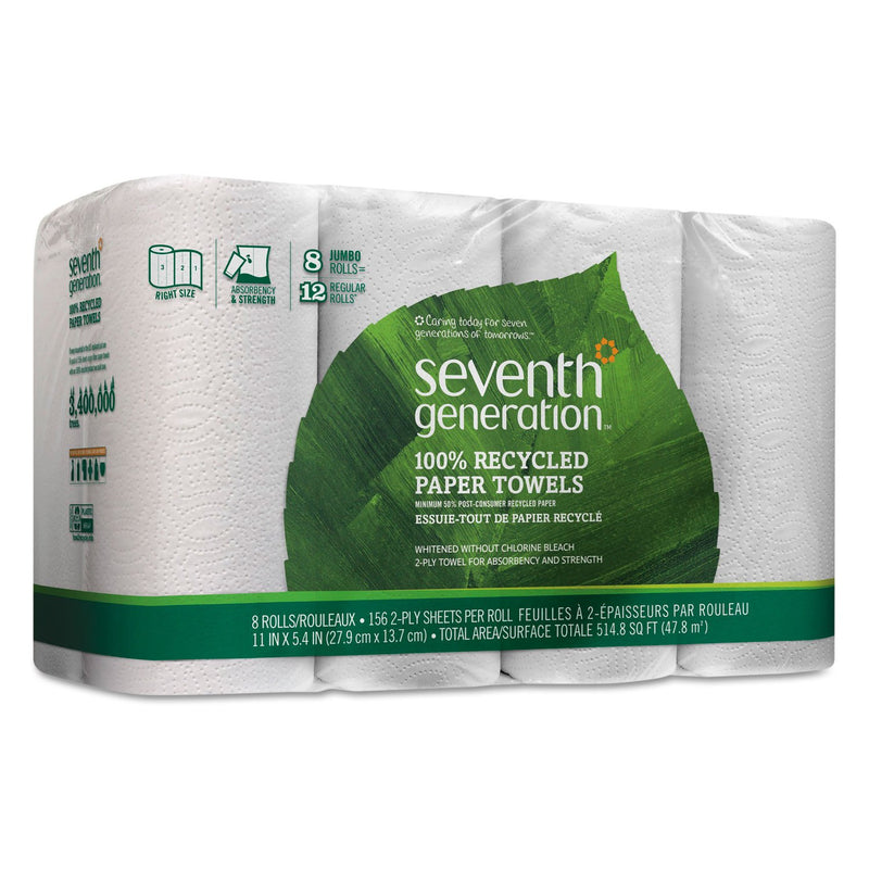 7th Generation 13739PK 100% Recycled Paper Towel Rolls 2-Ply 140 /RL 8 RL/PK