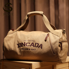 Men's Large Capacity Canvas Travel Fitness Bag with Pocket