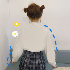Korean Women's Casual Long Sleeve White Shirt
