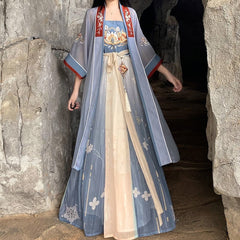 Embroidered Hanfu Suit with Tang Dynasty Hezi Skirt