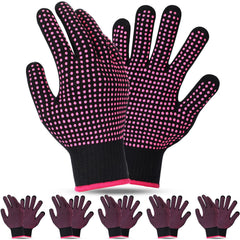 Riyiper 6 Pack Heat Resistant Gloves for Sublimation Heat Gloves for Sublimation with Silicone Bumps Heat Resistant Work Gloves for Hair Styling Universal Fit Size