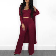 Fashionable Autumn Winter Striped Long Sleeve Set