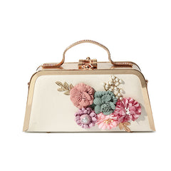 Elegant Floral Chain Shoulder Evening Clutch Bag for Women