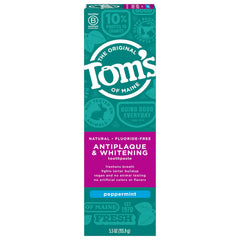 Toms of Maine Antiplaque & Whitening Fluoride-Free Peppermint Toothpaste 5.5 oz