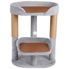 AGUPET Kitty Adjustable 23.6" Mini Cat Tree Tower with Scratching Posts Plush Perches and Toy Ball – Ideal for Munchkin and Kittens