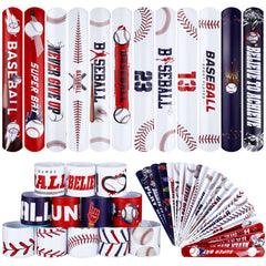 durony 48 Pieces Snap Bracelets Wristbands with Baseball Elements Sport Slap Bracelets for Baseball Party Favors Classroom Prizes Birthday Gifts Baseball Theme