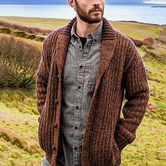 Men's Solid Color Long Sleeve Knit Cardigan Sweater