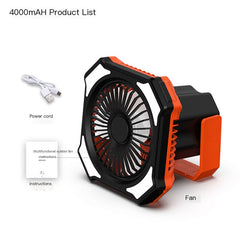 Portable Camping Fan and Lantern with Power Bank