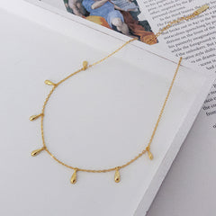 S925 Silver Choker Necklace with Water Drop Design