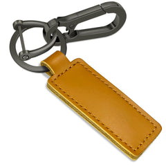 Yebongda Key Chain Genuine Leather Car Keychain Universal Key Fob Keychain D-ring Key Chain Holder for Men and Women (Grey Clip+Brown Tag)