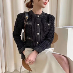 Korean Style Pearl Button Knit Cardigan for Women