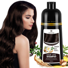 Hedgeink Hair Dye Shampoo 3 in 1 Herbal Hair Color Shampoo 500 ML Instant Hair Color for Gray Hair Coverage for Women Men champu para canas Dark Brown