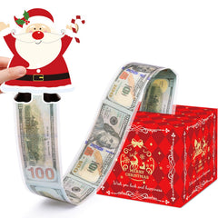 Meiidoshine Christmas Money Box for Cash Gift Pull Surprise Money Gift Boxes for Kids Adults with 100Pcs Transparent Bags - Fun Ways to Give Cash as A for Your Loved Ones