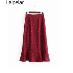 Boho High Waist Ruffle Midi Skirt with Floral Print
