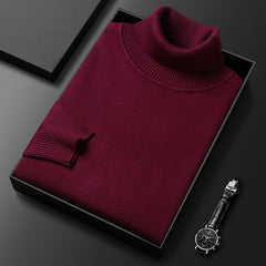 Slim-Fit Solid Color Turtleneck Pullover Sweater