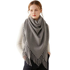 Warm Cashmere Shawl with Fringe Scarf and Wrap