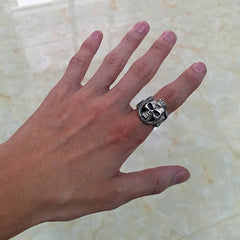 Men's Vintage Personalized Python Skull Ring