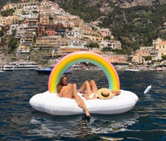 Inflatable Rainbow Cloud Island Float for Adults