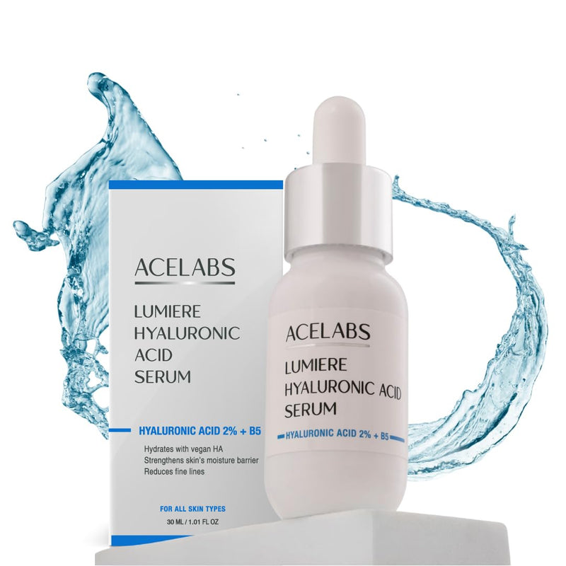 ACELABS Hyaluronic Acid Serum 2% +Vitamin B5 for Face | HydratesVisibly Plumps Skin| All Skin Types | With 8 types of Hyaluronic Acid for Skin Moisture and Anti Aging | Hydrating Serum 1.01oz