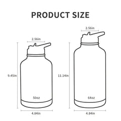 64 Oz Vacuum Insulated Stainless Steel Water Bottle