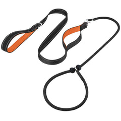 Aiyuda Tangle-Free Slip Lead for Dogs with Padded Traffic Handle Reflective Dog Training Leash 6ft Dog Leads for Walking Double Handle Leash for Puppy Small Medium Dogs Under 40 LBS Black/Orange