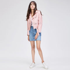 Short Leather Jacket - Biker Style