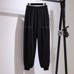Plus Size Black Casual Harem Jogging Pants for Women
