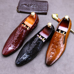 Crocodile Pattern Men's Dress Shoes - Casual Business Style