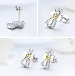 S925 Silver Angel Earrings - Hypoallergenic Studs