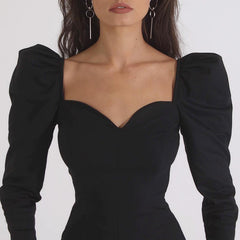 Spring French Style Square Neck Long Sleeve Top for Women