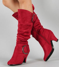 Belt Buckle Mid Calf Boots