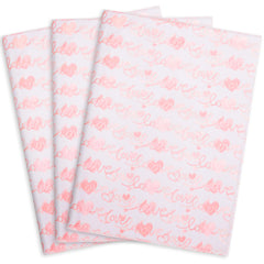 MR FIVE 60 Sheets Pink Love Tissue Paper Bulk14" x 20"White with Pink Love Heart Tissue Paper for Gift BagsPink Tissue Paper for BirthdayValentines DayMothers DayWeddings (White with Pink)